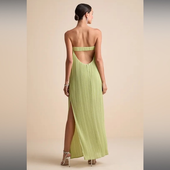Lulu's Strapless Lime Green Maxi Dress - Picture 2 of 5